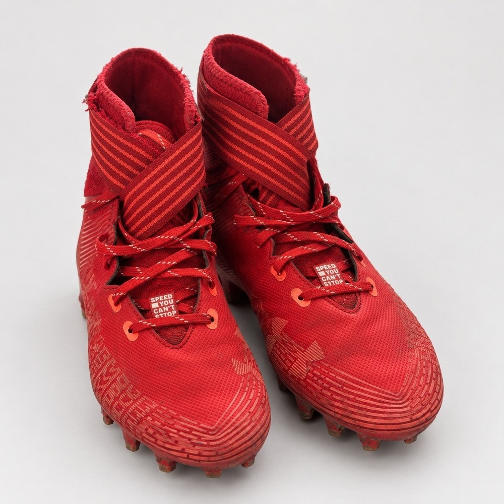 Under Armour Football Cleats Mens 10 Red High Top 3022771-600